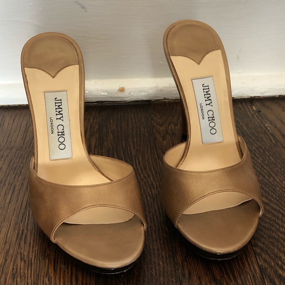 JIMMY CHOO Gold Leather Sandals